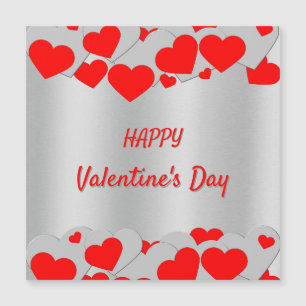 Personalised Red Silver Hearts Pattern on silver