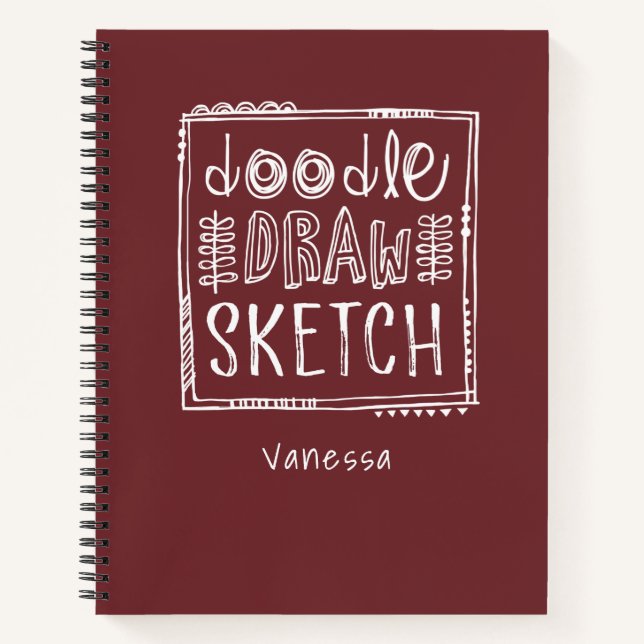 Personalised Red Sketchbook Notebook (Front)