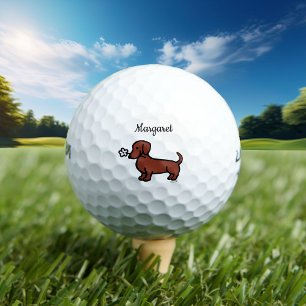 Personalised Red Smooth Dachshund Tiny flower Golf Balls