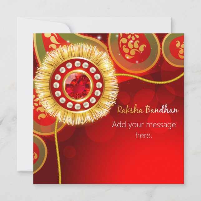 Personalised Red Sparkle Happy Raksha Bandhan (Front)