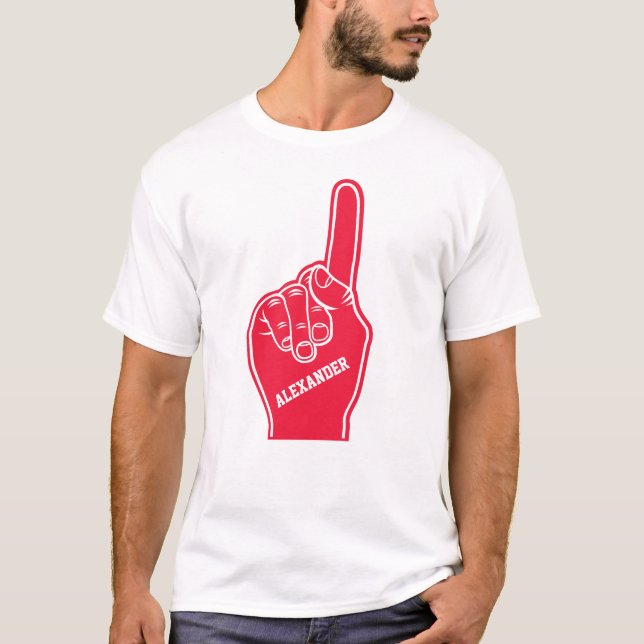 Personalised Red Sports Foam Finger T-Shirt (Front)