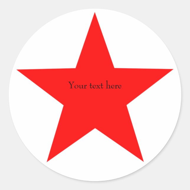 Personalised Red Star Round Classic Round Sticker (Front)