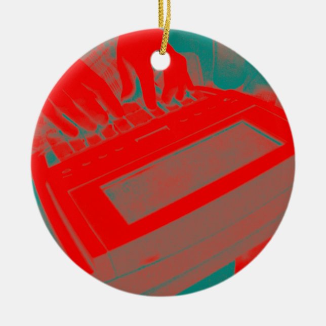 Personalised Red Steno Court Reporter Ceramic Tree Decoration (Front)