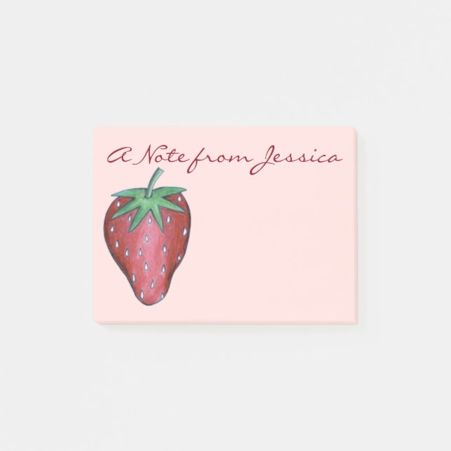 Personalised Red Strawberry Fruit Berry Post Its Post-it Notes (Front)