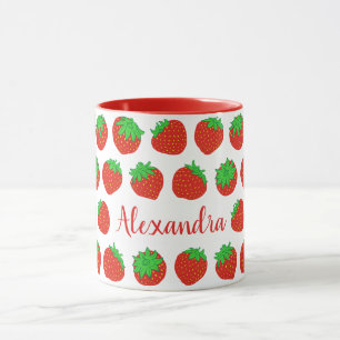 Personalised Red Strawberry Mugs with Name