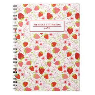 Personalised Red Strawberry Pattern Notebook
