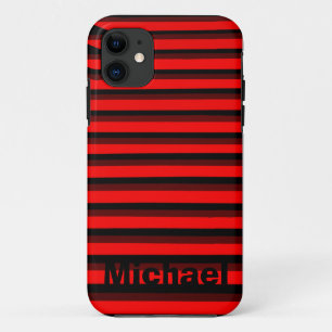 Personalised Red Striped Pattern iPhone 11 Case