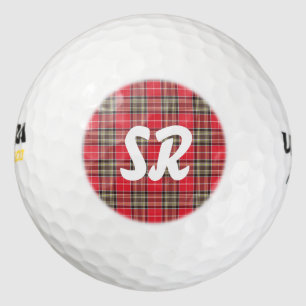 Personalised Red  Tartan Plaid Golf Balls