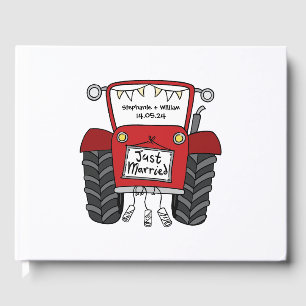 Personalised Red Tractor Country Farm Wedding Guest Book