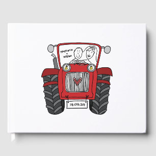 Personalised Red Tractor Country Farm Wedding Guest Book