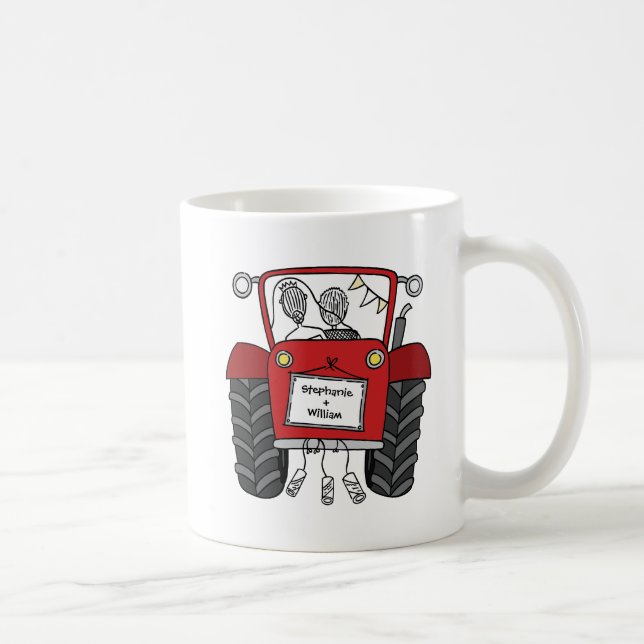 Personalised Red Tractor Country Wedding Gift Coffee Mug (Right)