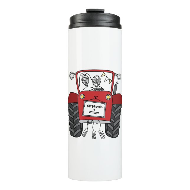 Personalised Red Tractor Country Wedding Gift Thermal Tumbler (Front)