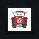 Personalised Red Tractor Farm Wedding Bridesmaid Gift Box<br><div class="desc">A tractor country farm wedding gift which can be personalised.
If you would like to change the size or font please click on the edit button to customise further.
The bunting in the tractor is in a subtle cream and white.</div>