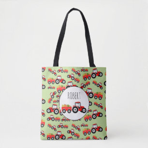 Personalised Red Tractor Truck Farm Produce Tote Bag