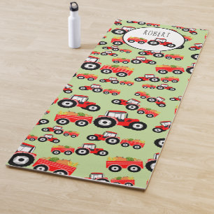 Personalised Red Tractor Truck Farm Produce Yoga Mat