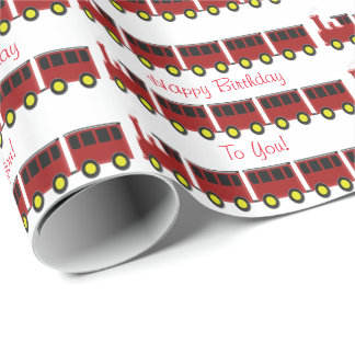 Personalised Red Train Design Birthday Wrapping Paper