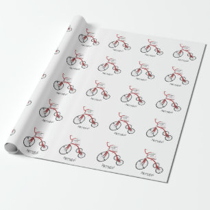 Personalised Red Tricycle Toddler Kids Christmas  Wrapping Paper