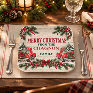 Personalised Red Truck Christmas Paper Plate