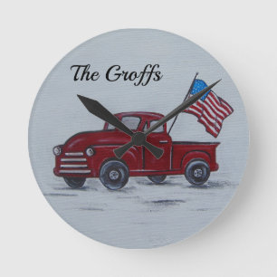 Personalised Red Truck Wall Clock