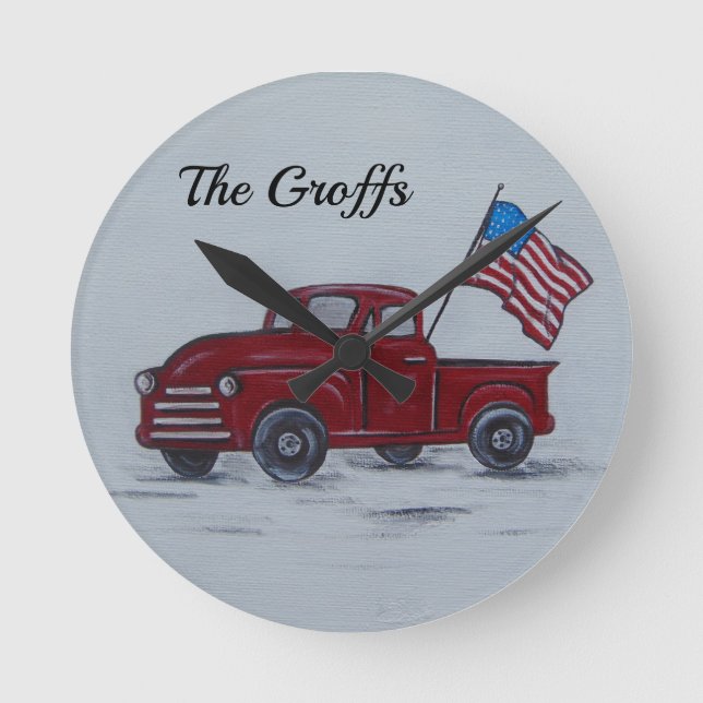 Personalised Red Truck Wall Clock (Front)