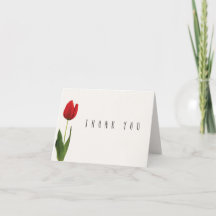 Personalised Red Tulip Thank you card