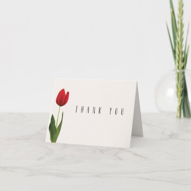 Personalised Red Tulip Thank you card (Front)