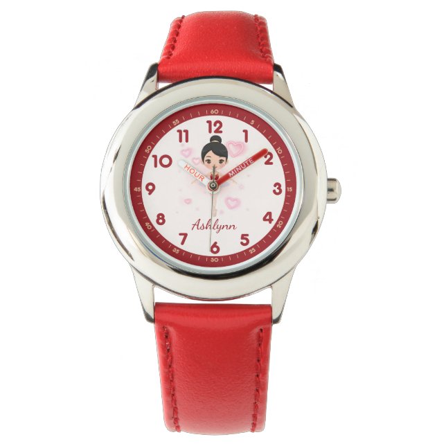 Personalised Red Tutu Ballerina | Dancer Gift Watch (Front)