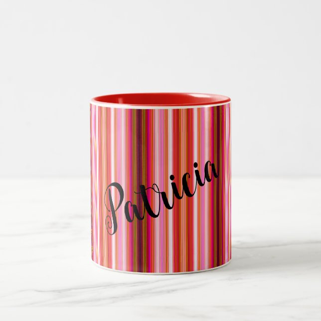 Personalised Red Vertical Stripes Mug (Center)