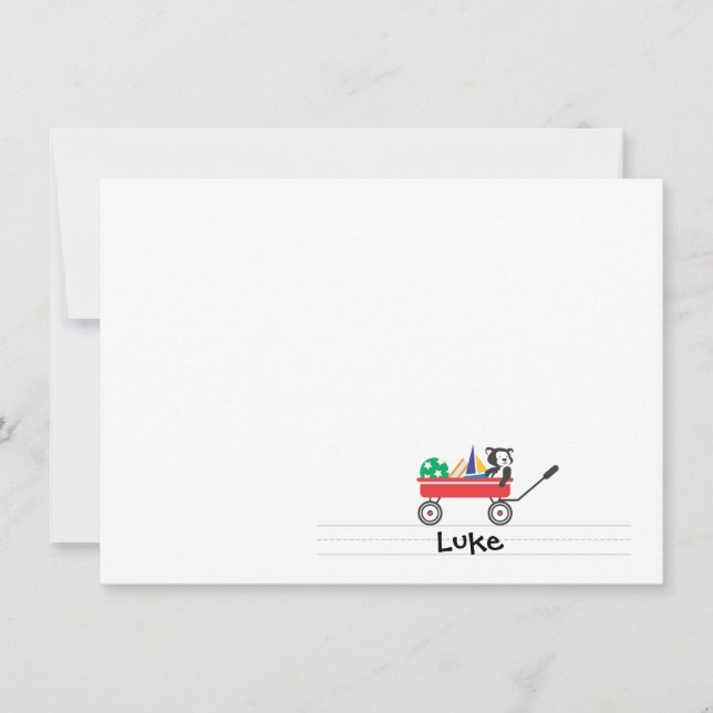 Personalised Red Wagon Flat Note card (Front)