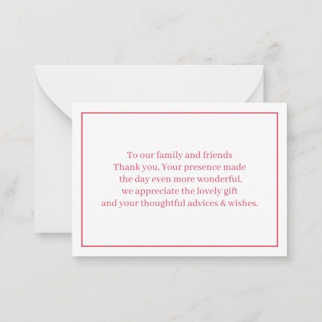 Personalised Red Wedding Thank You Card (Back)