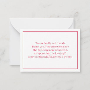 Personalised Red Wedding Thank You Card