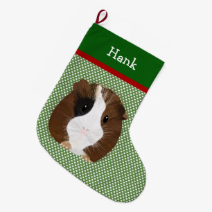 Personalised Red, White And Black Guinea Pig Large Christmas Stocking