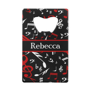 Personalised Red White and Black Musical Notes