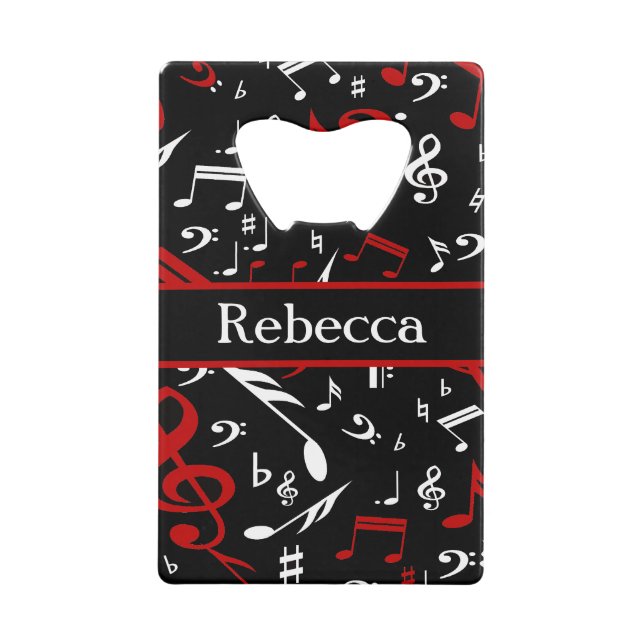 Personalised Red White and Black Musical Notes (Front)