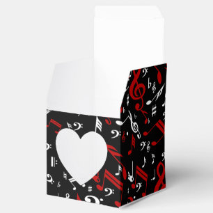 Personalised Red White and Black Musical Notes Favour Box