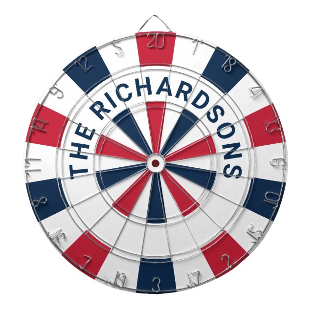 Personalised Red White and Blue 4th of July Dartboard (Front)