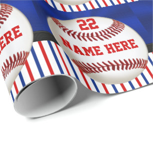 Personalised Red White and Blue Baseball Gift Wrap