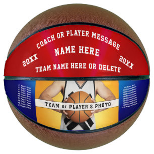 Personalised Red, White and Blue Basketball Ball