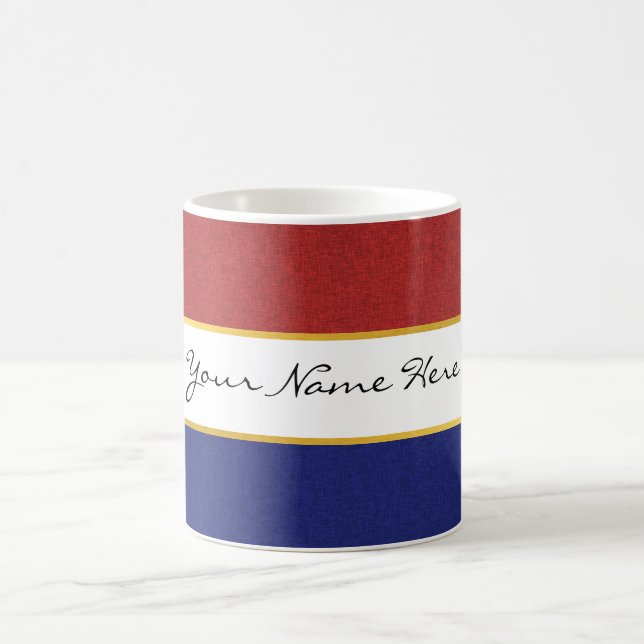 Personalised Red, White and Blue Stripes Coffee Mug (Center)