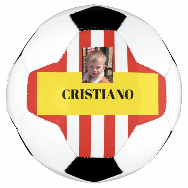 Personalised red, white and yellow gift football (Front)