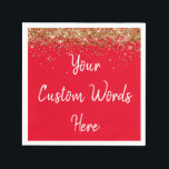 Personalised Red White Birthday Party Anniversary Napkin<br><div class="desc">sweet 16 quinceanera 40th 50th, personalised 30th 21st 16th 15th, 25th fifteen sixteen twenty-fifth first, custom red and white paper napkins, twinkle glitter napkin for anniversary, bridal shower serviette hen weekend, wedding reception graduation uni sparkly, sparkle serviettes for birthday party, daughter girl baby rehearsal dinner, anniversary party Christmas red, gold,...</div>