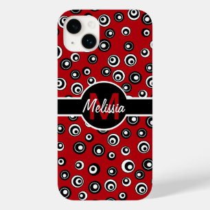 Personalised red white  black circle pattern Case-Mate iPhone 14 plus case