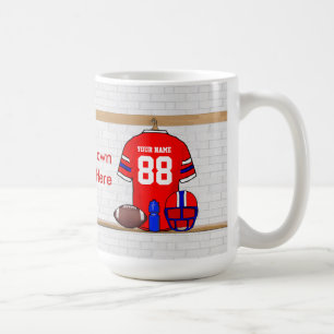 Personalised Red White Blue Football Jersey Coffee Mug
