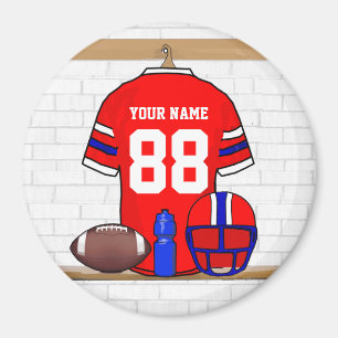 Personalised Red White Blue Football Jersey Magnet