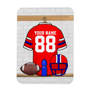 Personalised Red White Blue Football Jersey Magnet