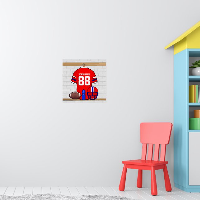 Personalised Red White Blue Football Jersey Poster (Nursery 1)
