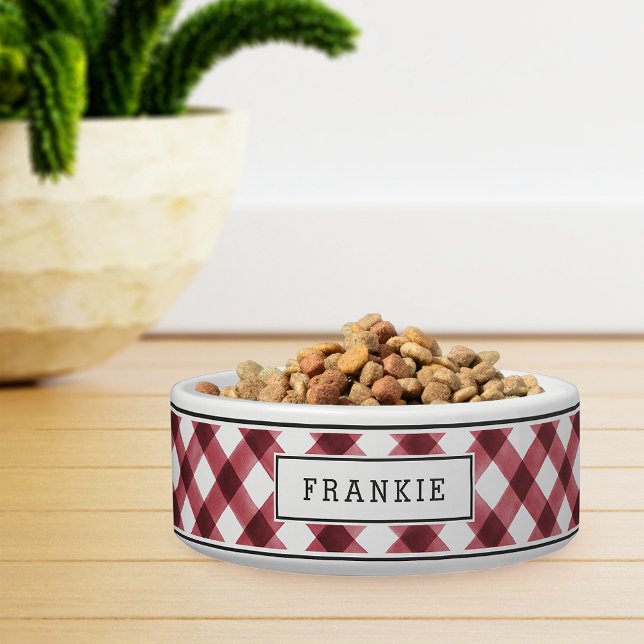 Personalised Red & White Buffalo Plaid Bowl (Creator Uploaded)
