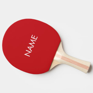 Personalised red white custom name text monogram ping pong paddle