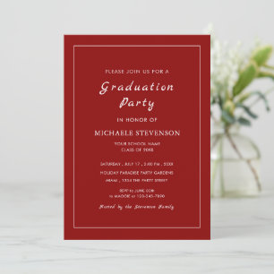 Personalised Red White Graduation Party Invitation