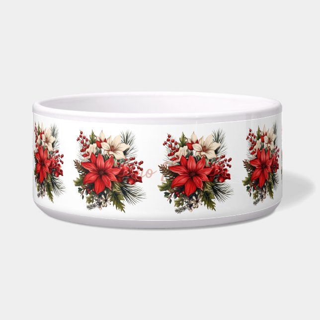 Personalised Red White & Green Florals Trinket (Front)